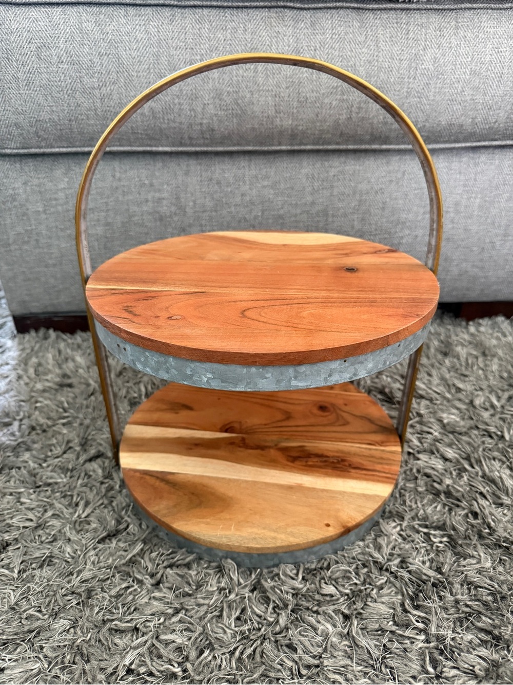 Two-Tier Wood and Metal Stand